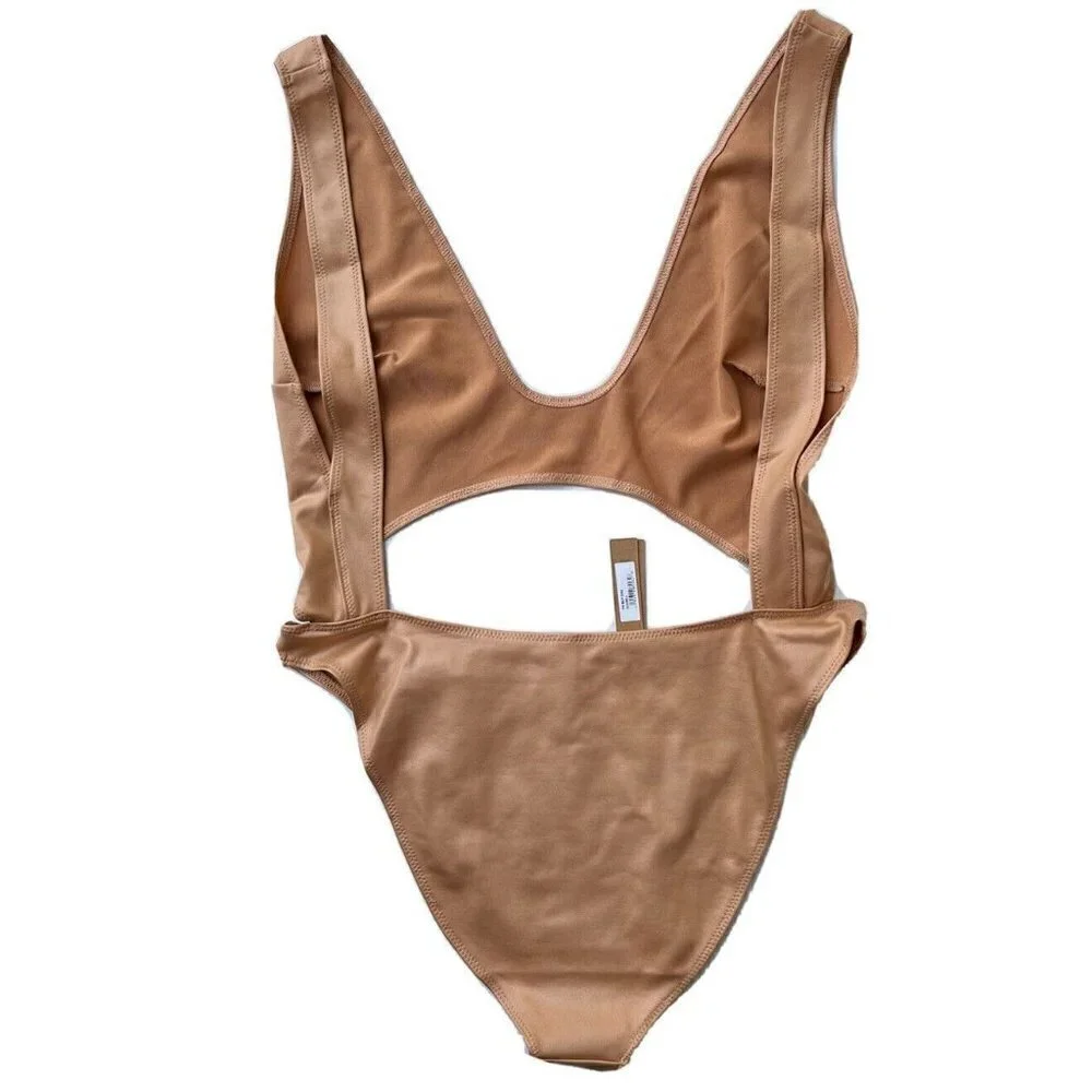 SKIMS Kim Kardashian Wet Jersey Cutout Swimsuit in Orche